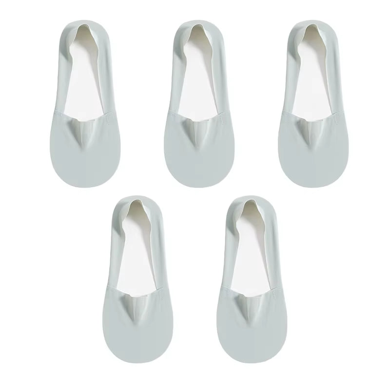 5Pairs Women Socks Breathable Invisible Silicone Non-Slip Solid Color Boat Sock Comfortable High Quality No-Show Sox Ultra-Thin