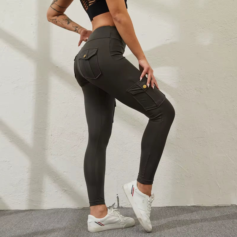 Seamless Yoga Pant with Pocket Women'S Hip Lifting Sport Leggings Gym High Waist Fitness Tight Elastic Slim Workwear