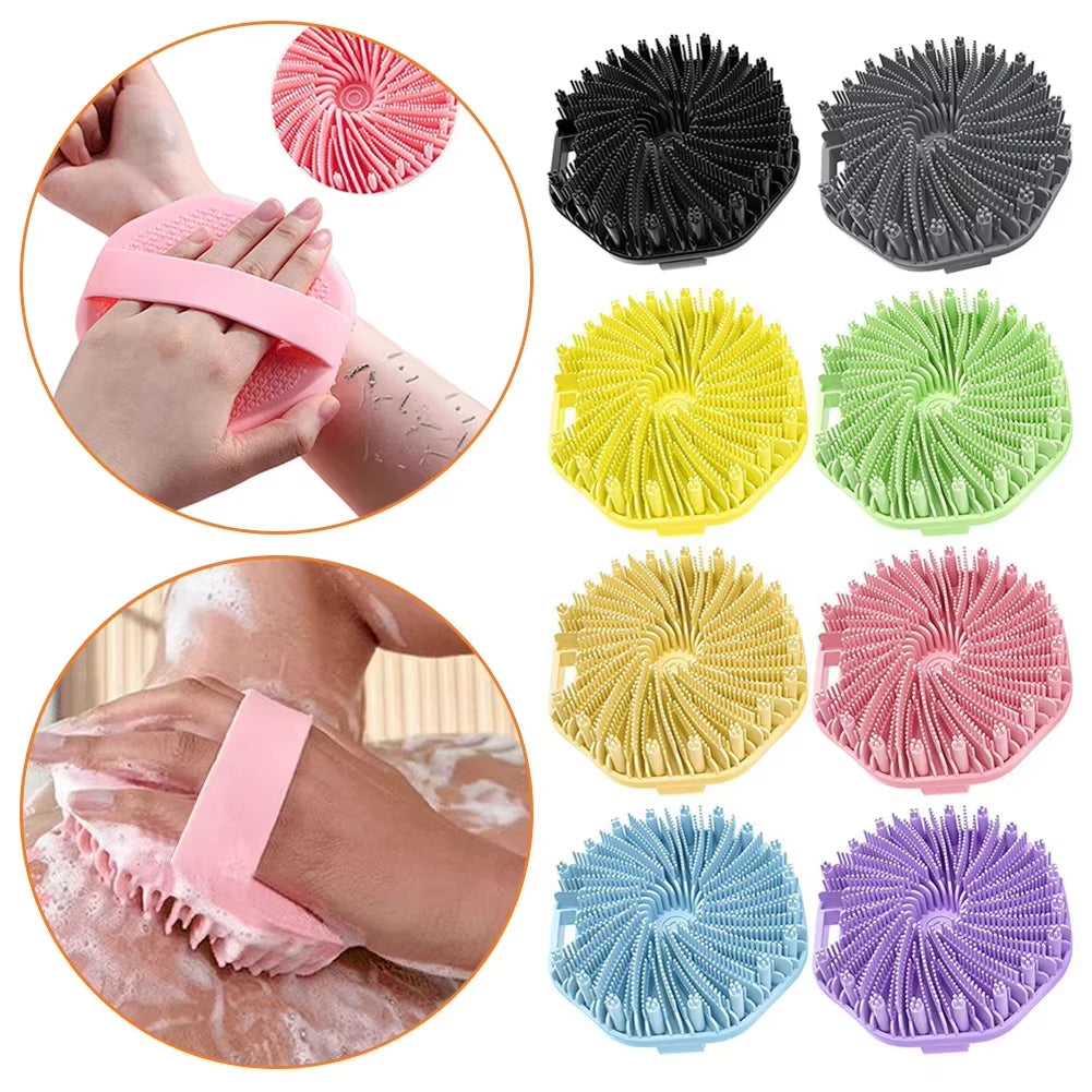 Silicone Body Scrubber Shower Brush Exfoliating Shower Scrubber with Non-Slip Hand Strap Silicone Body Buffer for Use in Shower